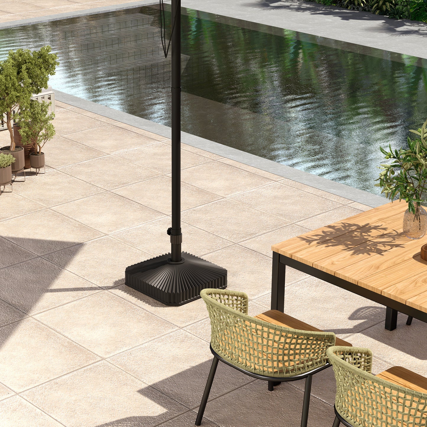 Outsunny Patio Umbrella Stand Heavy Duty Outdoor Parasol Base Sand Water Filled Black