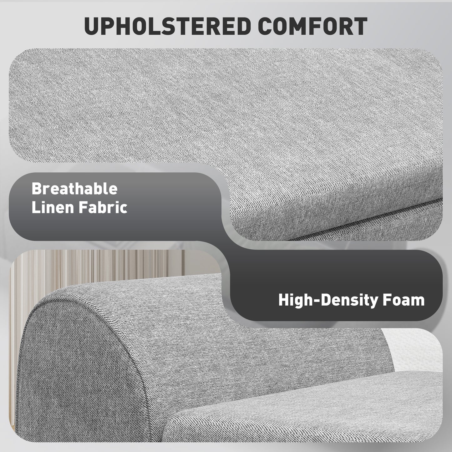 HOMCOM Storage Ottoman With Armrest Linen Upholstered Bench Lift Top Chest Dark Grey Window Seat Footstool