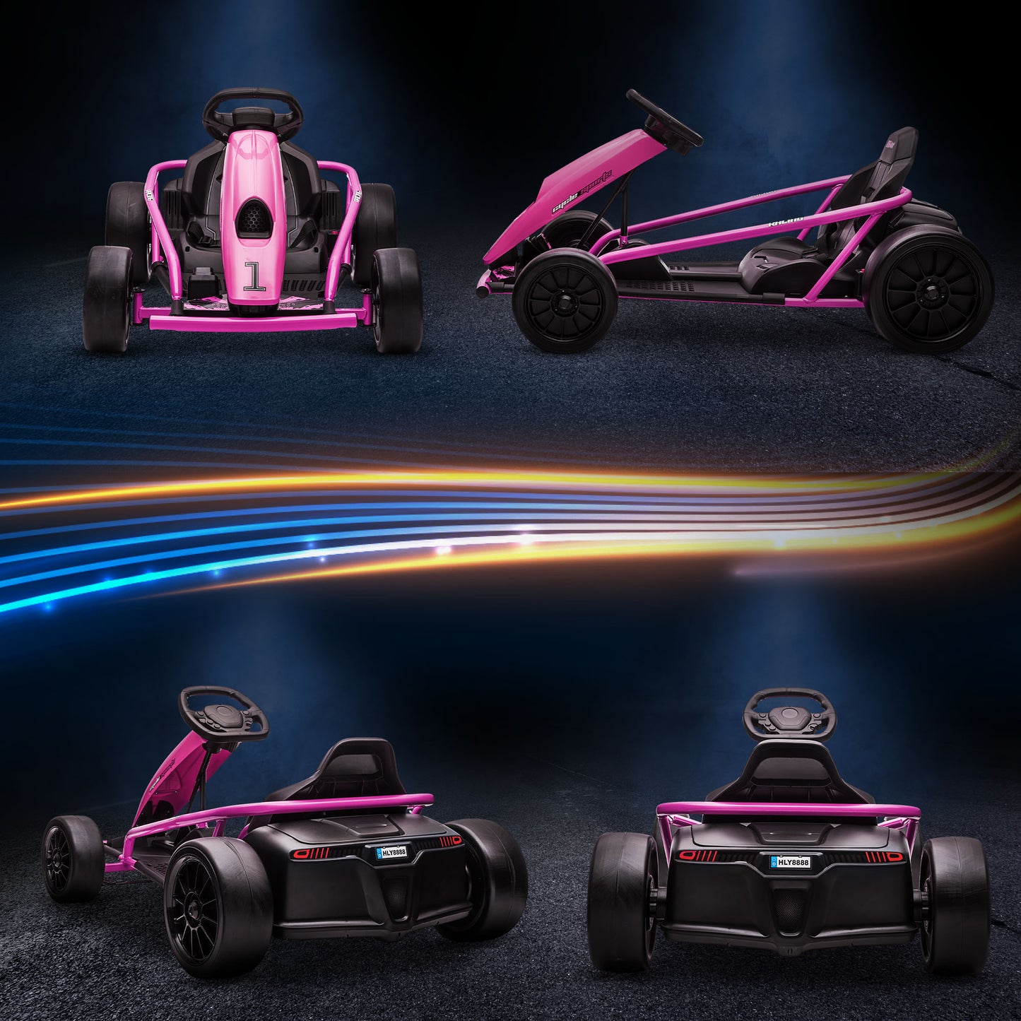 HOMCOM Electric Go Kart Kids 24V Drift Ride-On Racing 2 Speeds Boys Girls 8-12 Years Old Pink - ALL4U RETAILER LTD