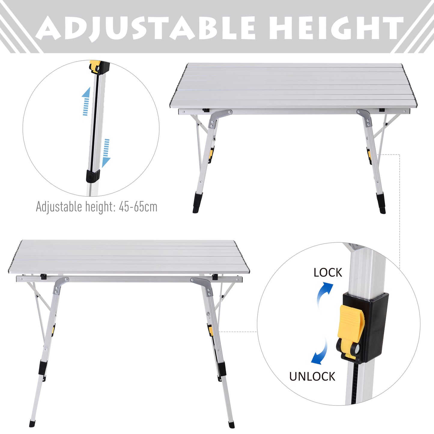 Outsunny Portable 3FT Aluminium Folding Picnic Table with Roll-Up Top and Carrying Bag - Ideal for Camping and BBQs - ALL4U RETAILER LTD