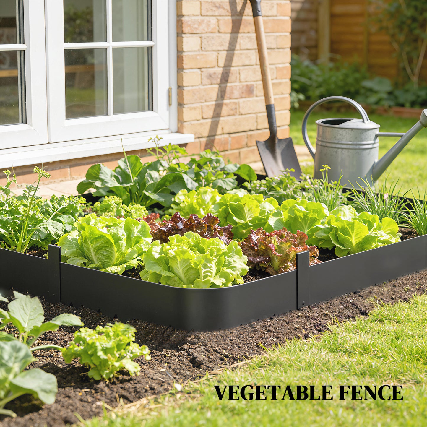 Outsunny 5 Pcs Metal Garden Fence Panels Picket Fence 115x20cm Weatherproof Black