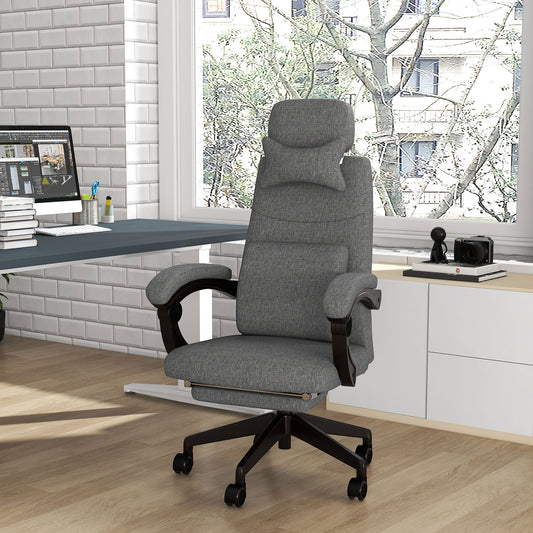 Vinsetto High Back Reclining Office Chair with Footrest, Lumbar Support & Adjustable Features in Dark Grey - ALL4U RETAILER LTD