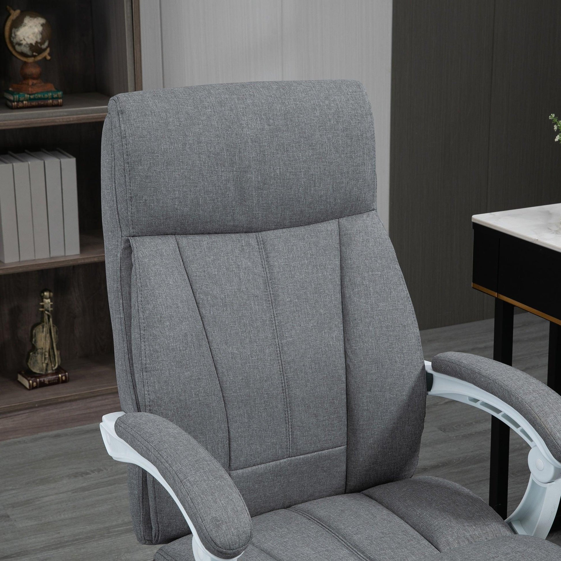 Vinsetto Grey Fabric Reclining Desk Chair with Foot Rest - ALL4U RETAILER LTD