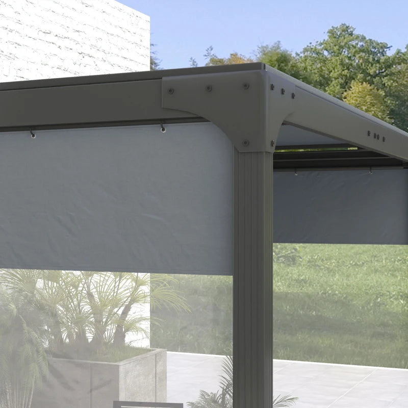 Outsunny 3x2m Side Panels with Large Window, for 3(m) Long Pergola, Grey - ALL4U RETAILER LTD