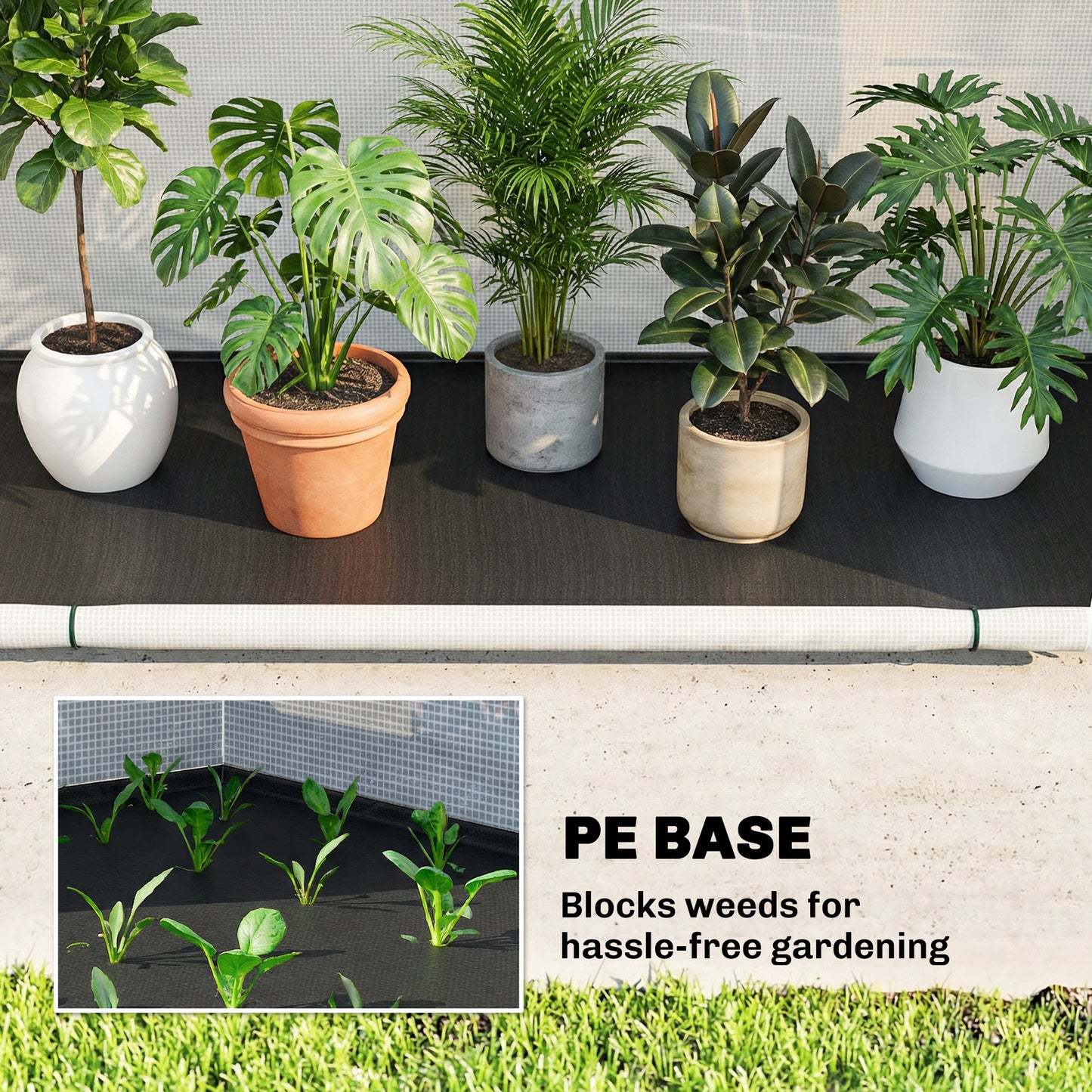 Outsunny Foldable Portable Mini Greenhouse With Zipper Door PE Base 200 x 80 x 164 cm Green