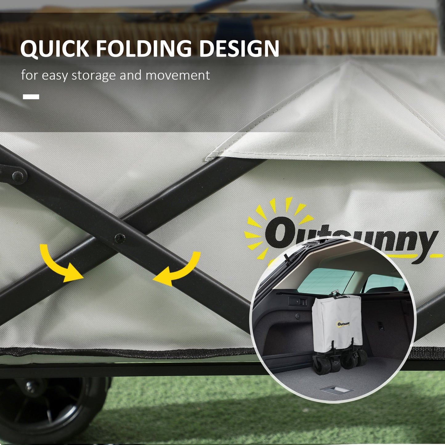 Outsunny Versatile Folding Beach Wagon with Canopy and Storage, Grey - ALL4U RETAILER LTD