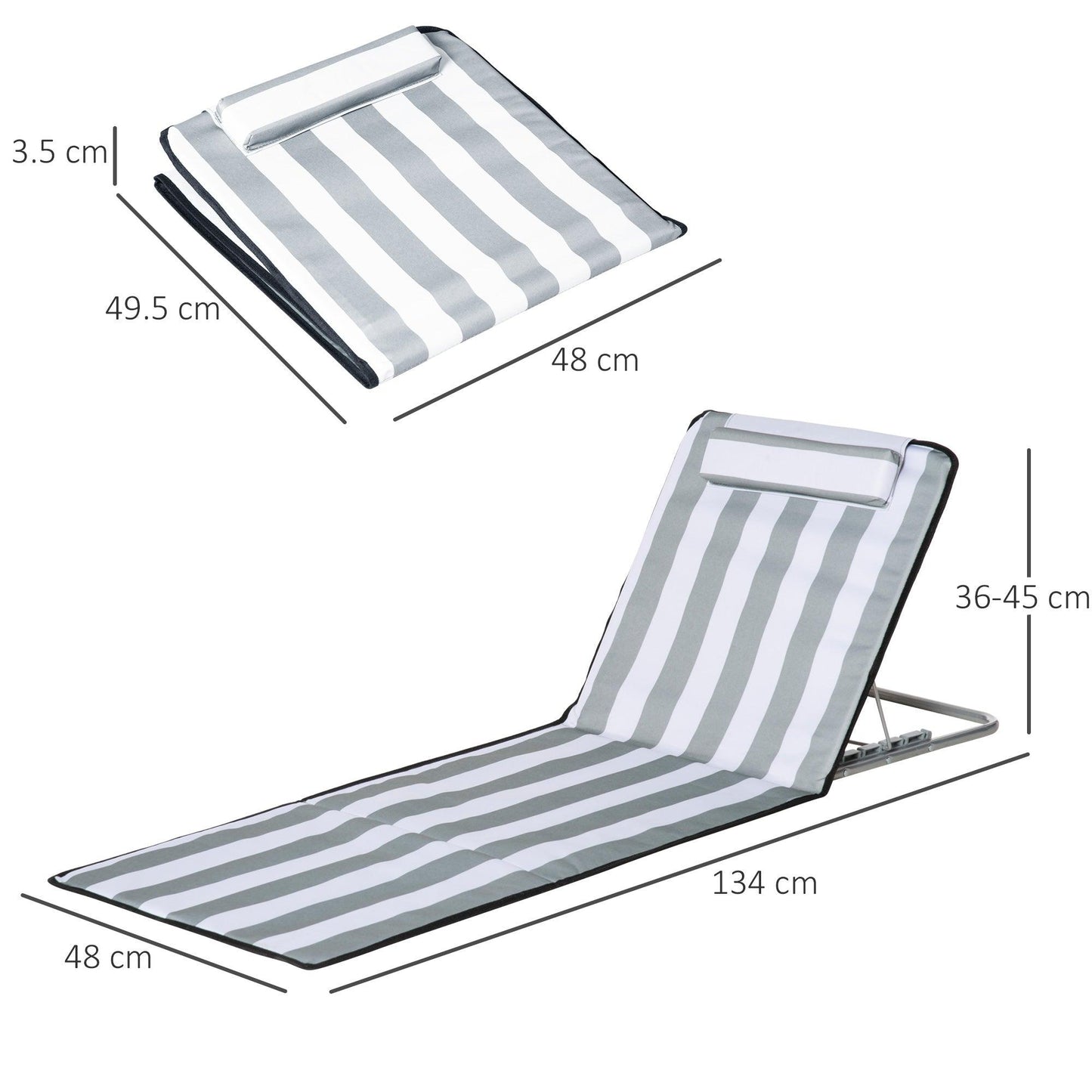 Outsunny 2-Pack Foldable Beach Chair Set, Light Grey - ALL4U RETAILER LTD