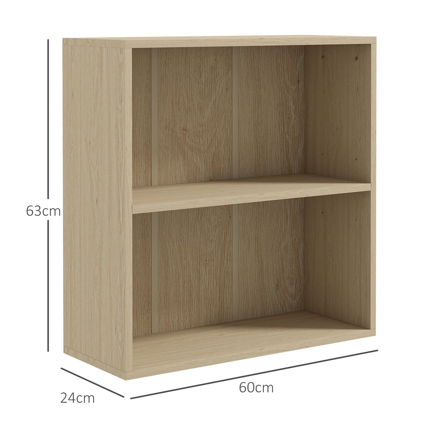 Natural Finish 2-Tier Adjustable Bookshelf and Storage Cabinet for Home and Office - ALL4U RETAILER LTD