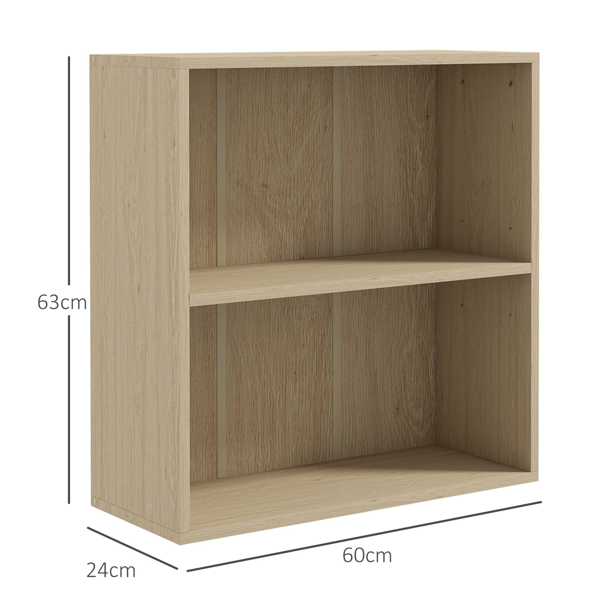 Natural Finish 2-Tier Adjustable Bookshelf and Storage Cabinet for Home and Office - ALL4U RETAILER LTD