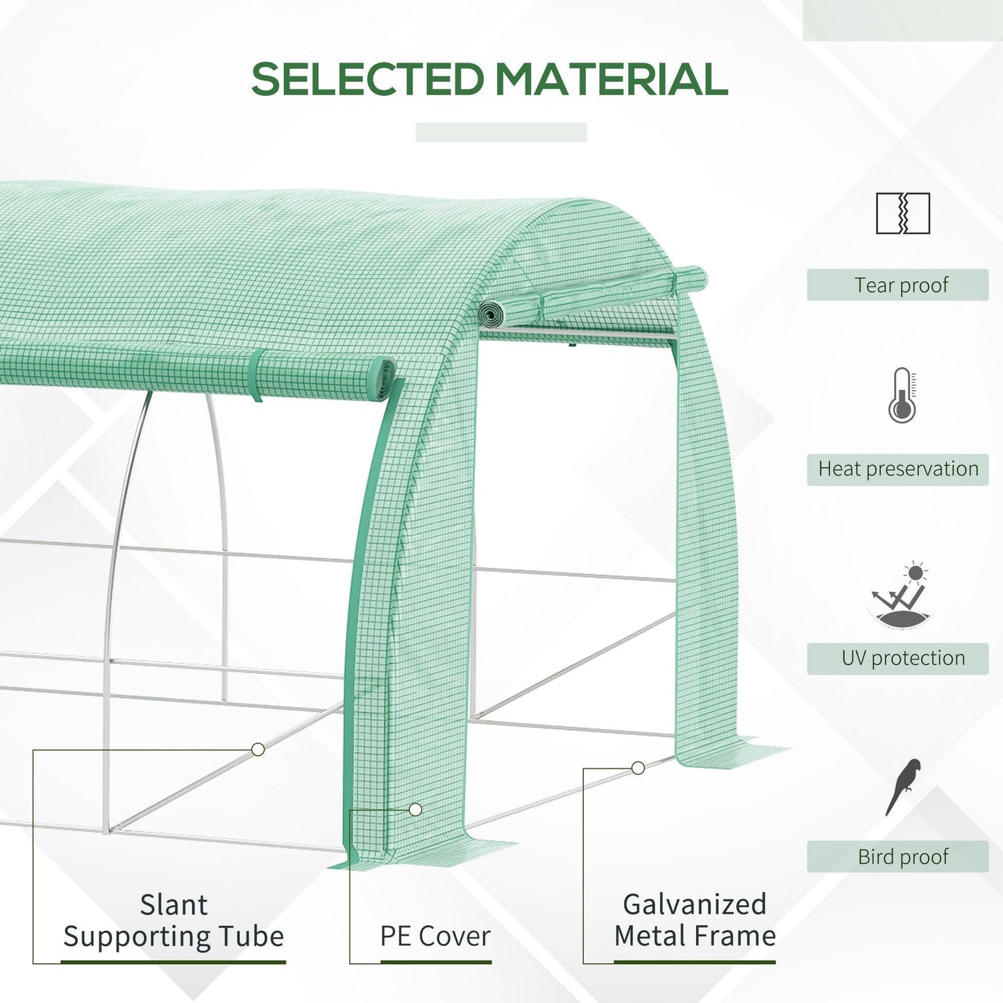 Outsunny 4 x 3 x 2 m Polytunnel Greenhouse Pollytunnel Tent Steel Frame Green - ALL4U RETAILER LTD