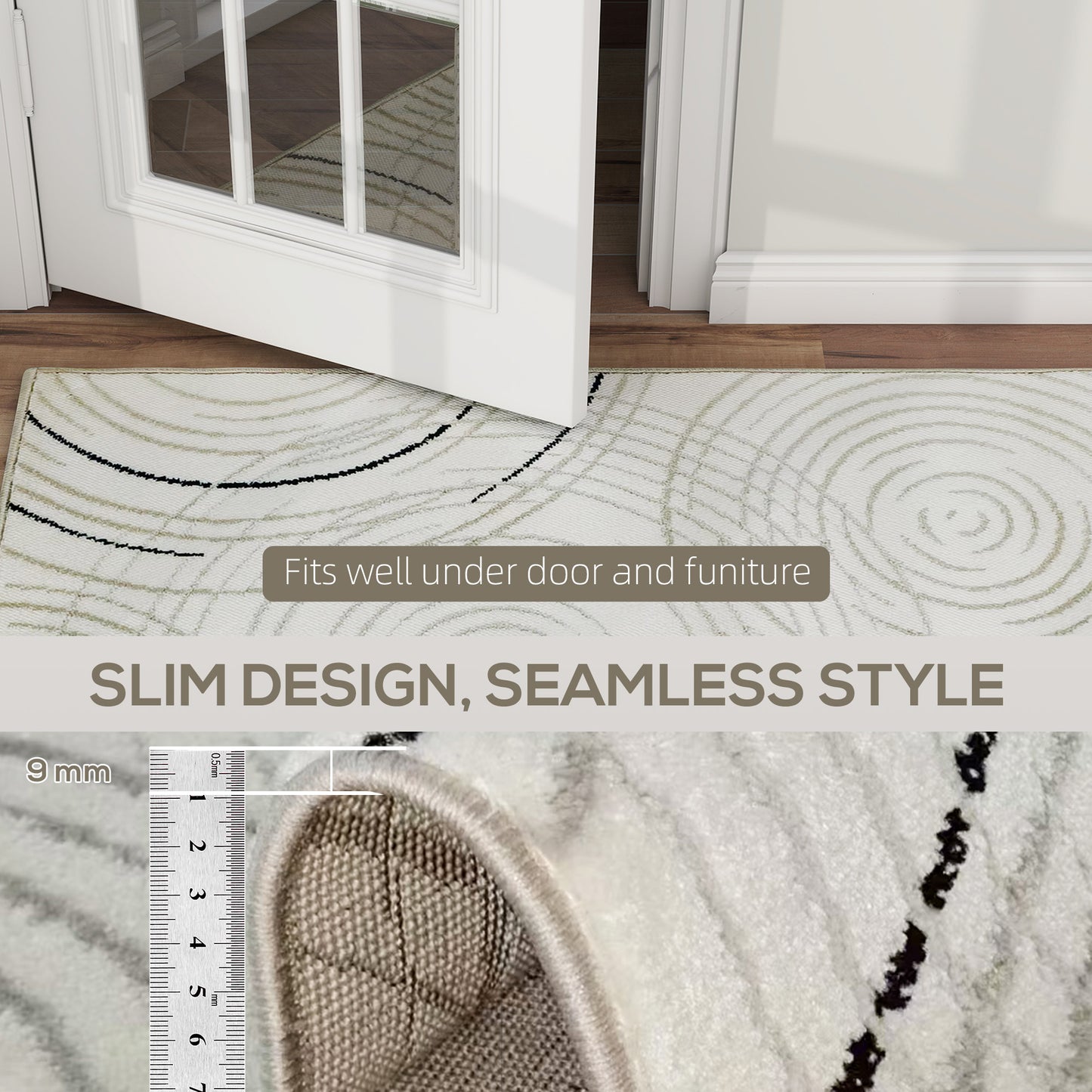 HOMCOM Modern Area Rug Swirl Pattern Machine Washable Allergy Friendly Floor Carpet 170 X 120 Cm Cream White