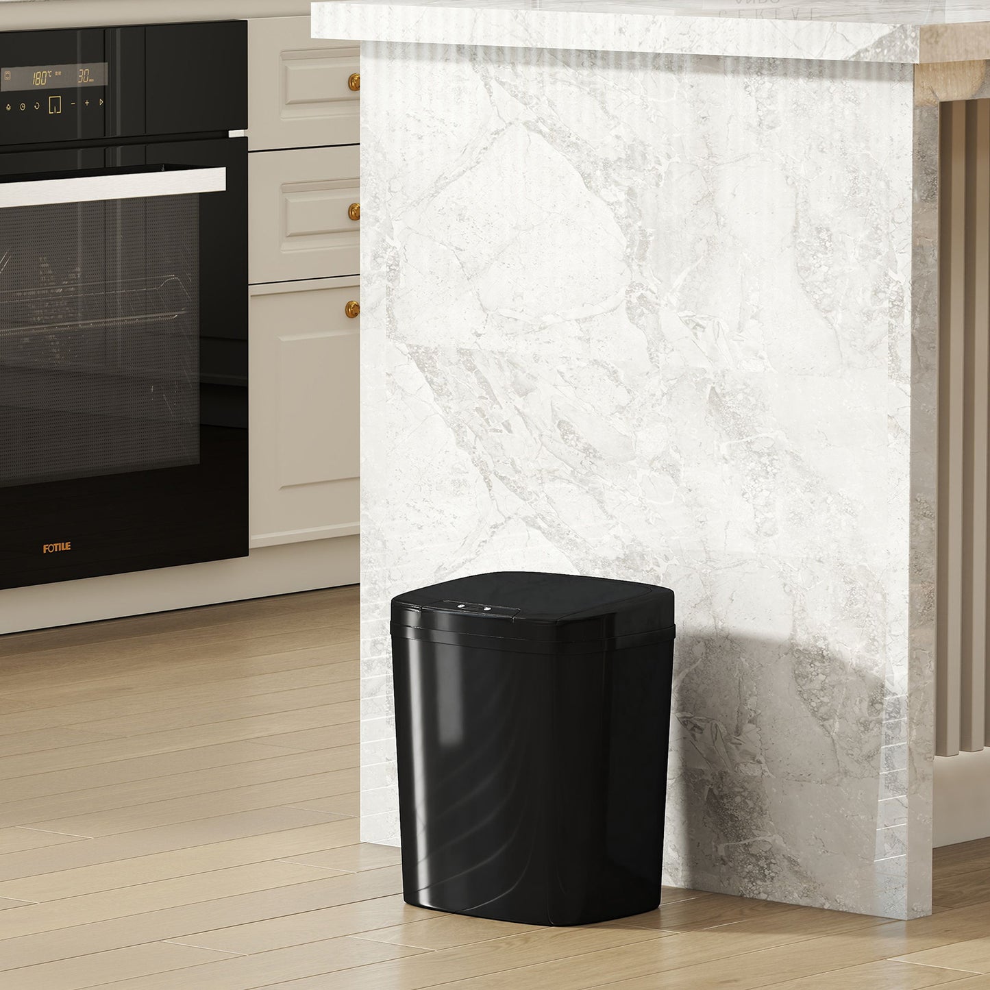 HOMCOM 15L Sensor Bin Touchless Automatic Kitchen Bin with Manual Mode Battery Operated Black