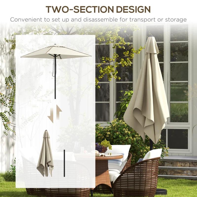 Outsunny Patio Parasol Umbrella with Vent - Beige Garden Market Table Sun Shade Canopy with Piping Side, Outdoor Umbrella for Enhanced Comfort - ALL4U RETAILER LTD