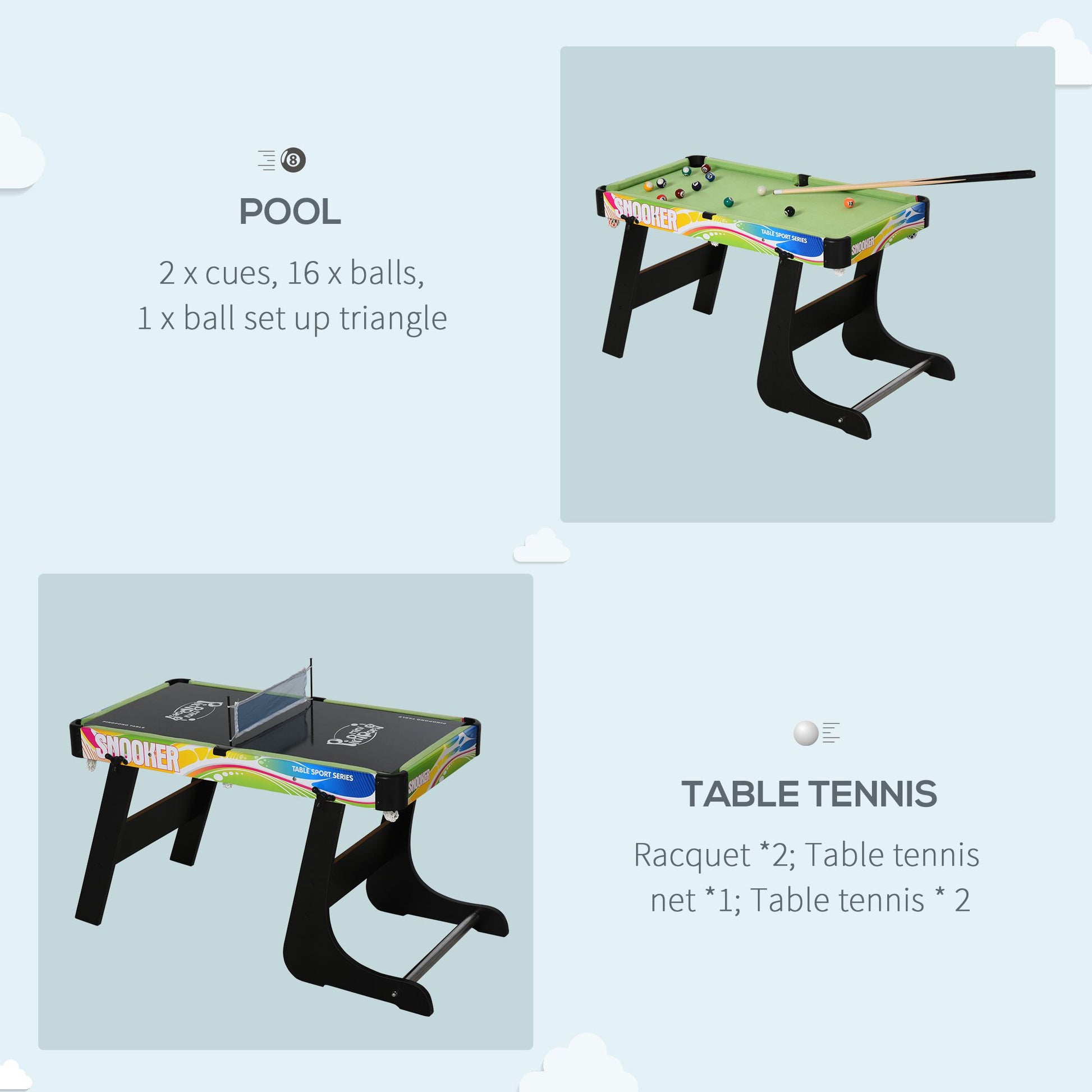 HOMCOM 4-in-1 Indoor Multi-Game Sports Table - ALL4U RETAILER LTD