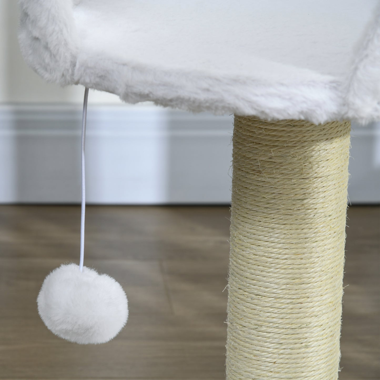 PawHut Modern White Cat Tree Tower with Perch and Scratching Posts - ALL4U RETAILER LTD