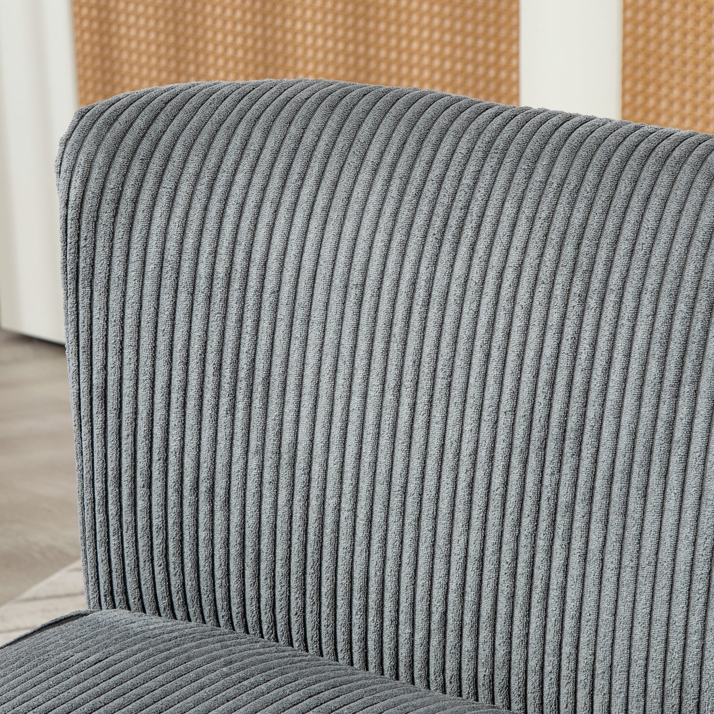 HOMCOM Modern Corduroy Double Seat Sofa With Wood Frame Foam Padding Soft Comfortable Compact Couch Grey