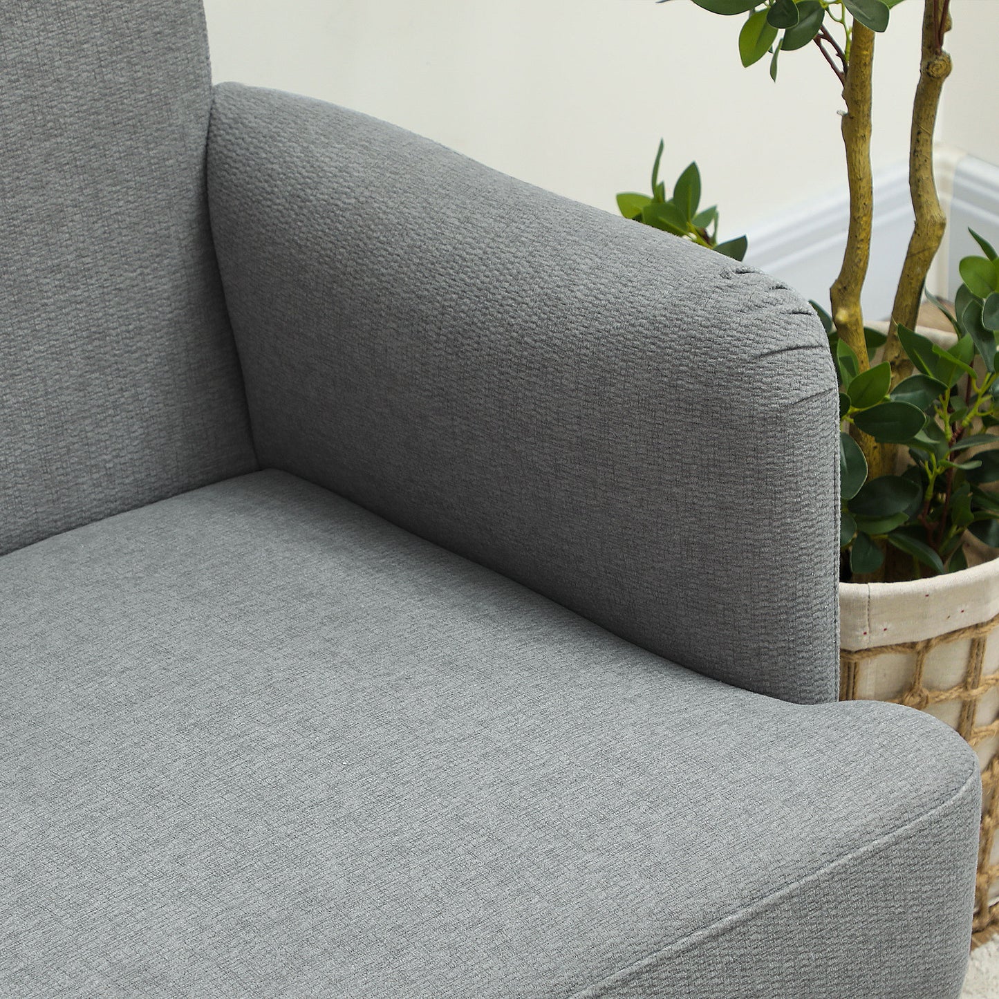 Chic Grey Velvet Loveseat Sofa with Thick Padding and Wooden Legs for Compact Spaces