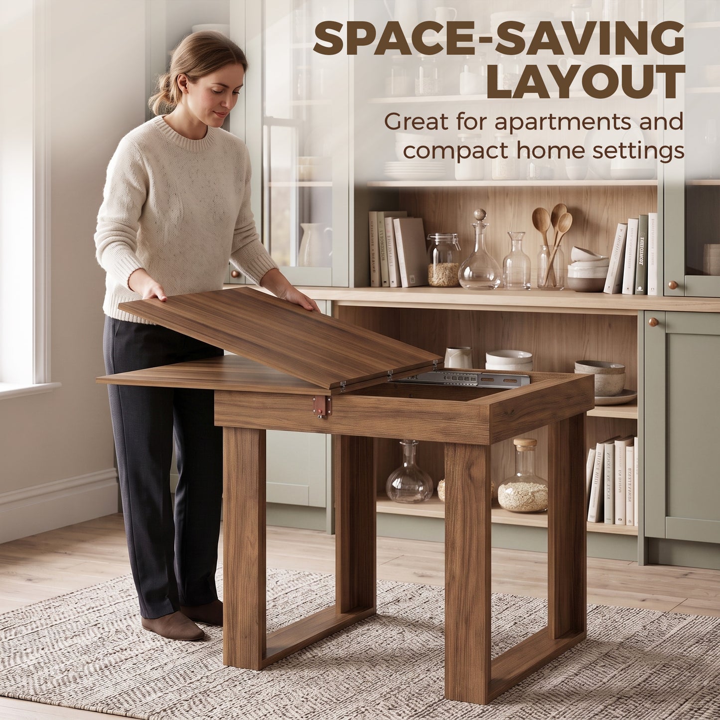 Homcom Extendable Folding Dining Table With Hidden Storage And Grey Finish