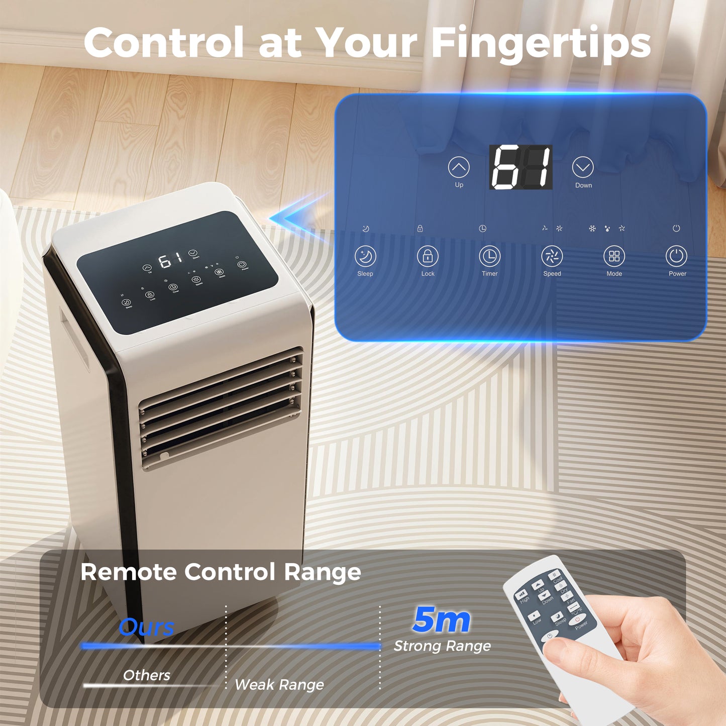 HOMCOM Portable Air Conditioner 9000 BTU Four In One Cooling Dehumidifier And Fan Sleep Mode White