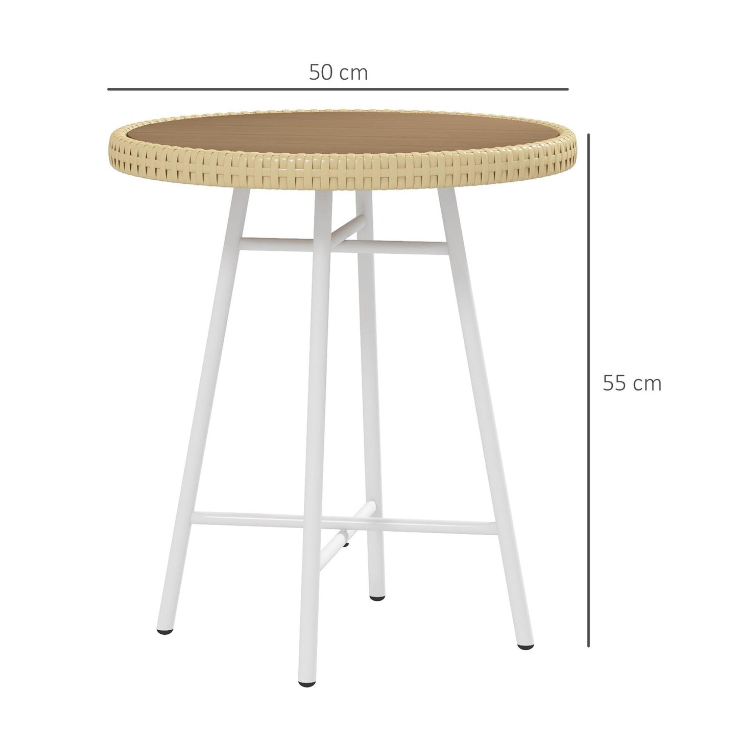 Outsunny PE Rattan Side Table Natural Wood Finish - ALL4U RETAILER LTD