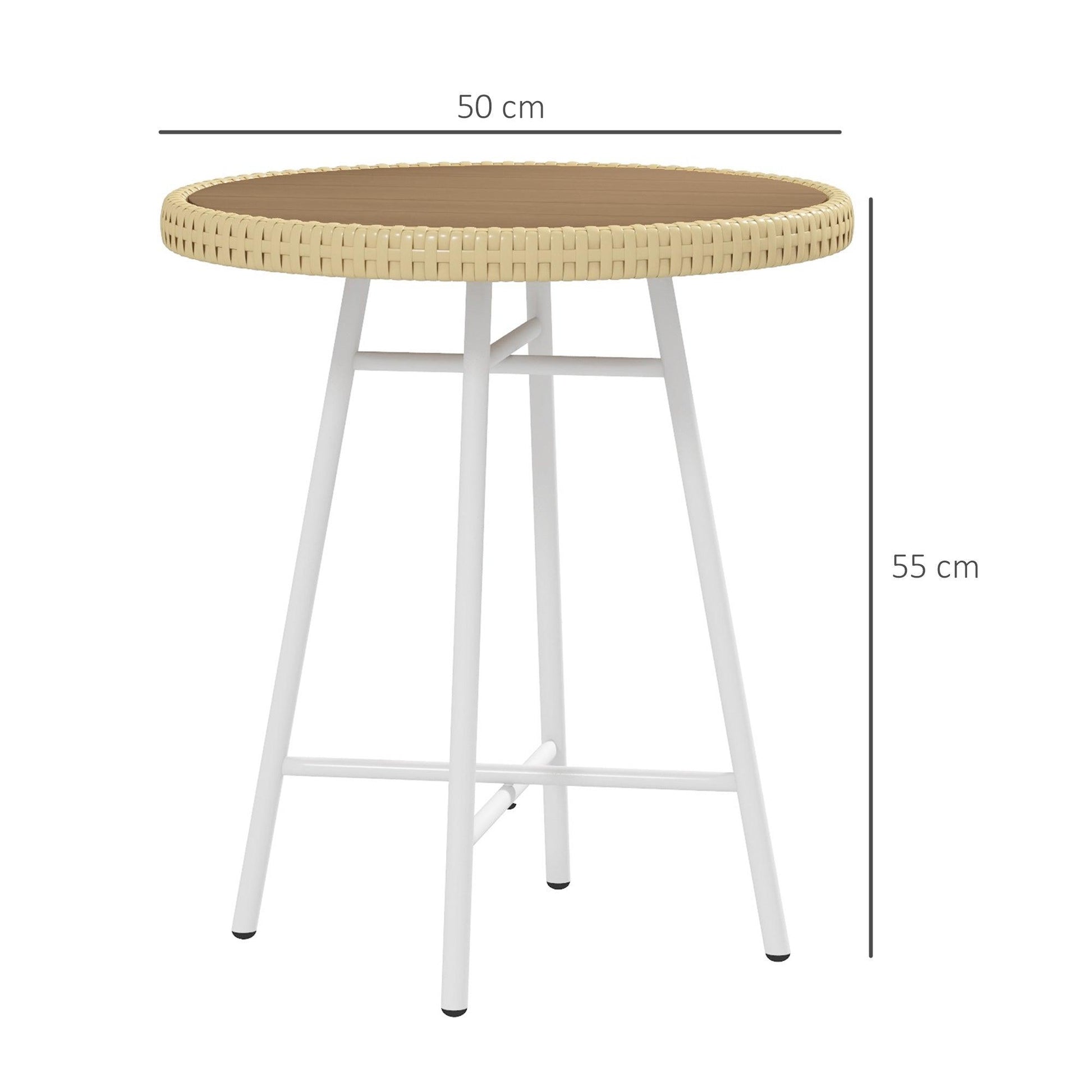 Outsunny PE Rattan Side Table Natural Wood Finish - ALL4U RETAILER LTD