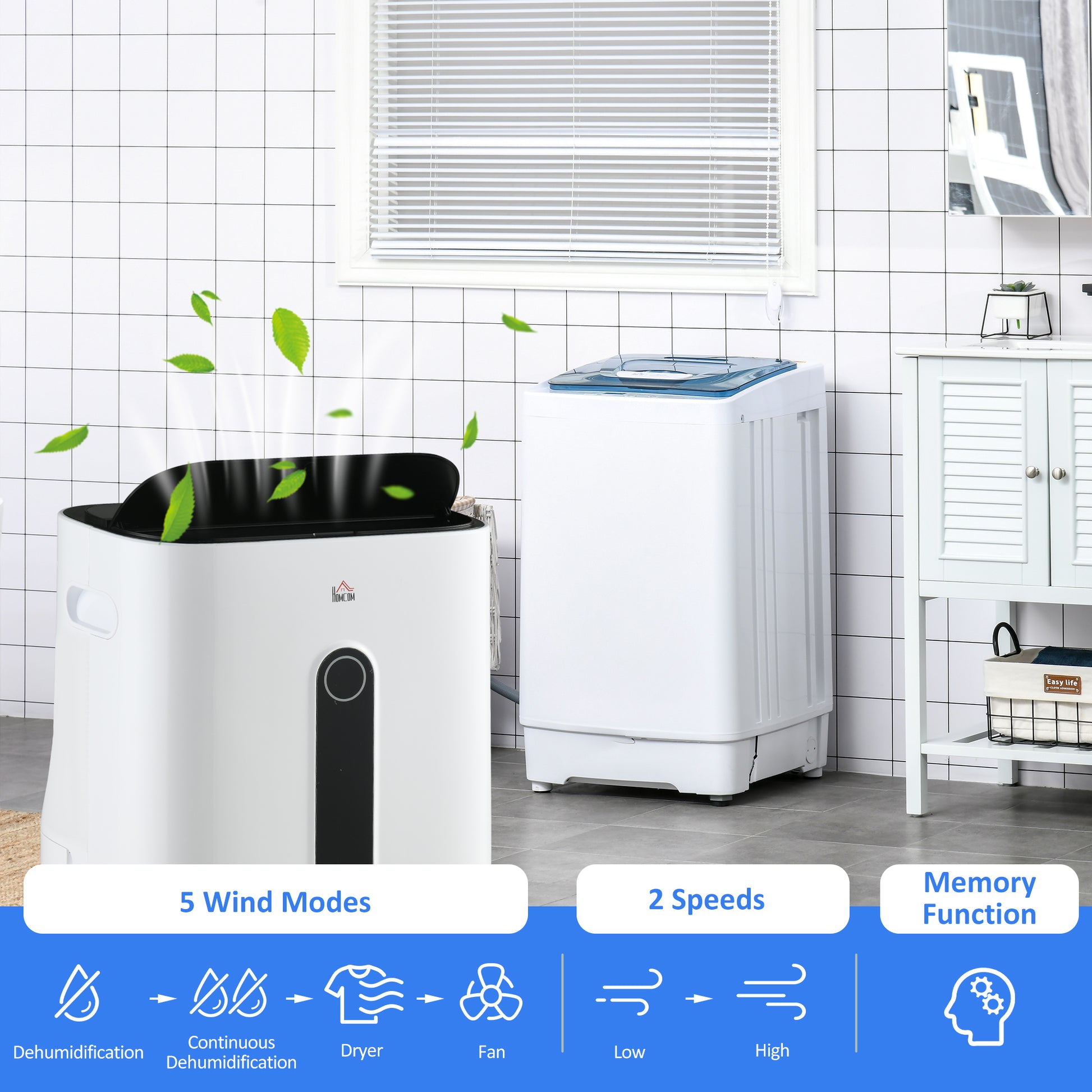 HOMCOM 22L/Day Compact Dehumidifier & Air Purifier with 24H Timer, 4 Modes, and 6.5L Tank for Home Use - ALL4U RETAILER LTD