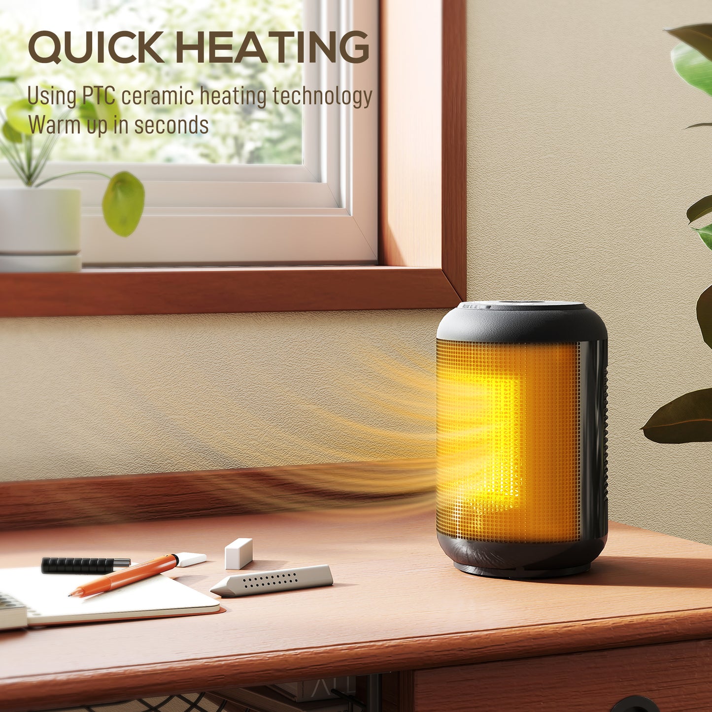 HOMCOM 1500W Ceramic Electric Heater With Fan Oscillation And Timer For Quick Warmth And Dual Safety Protection Black