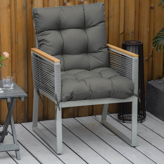 Outsunny Comfortable Light Grey Garden Chair Cushion with Backrest for Indoor and Outdoor Use - ALL4U RETAILER LTD