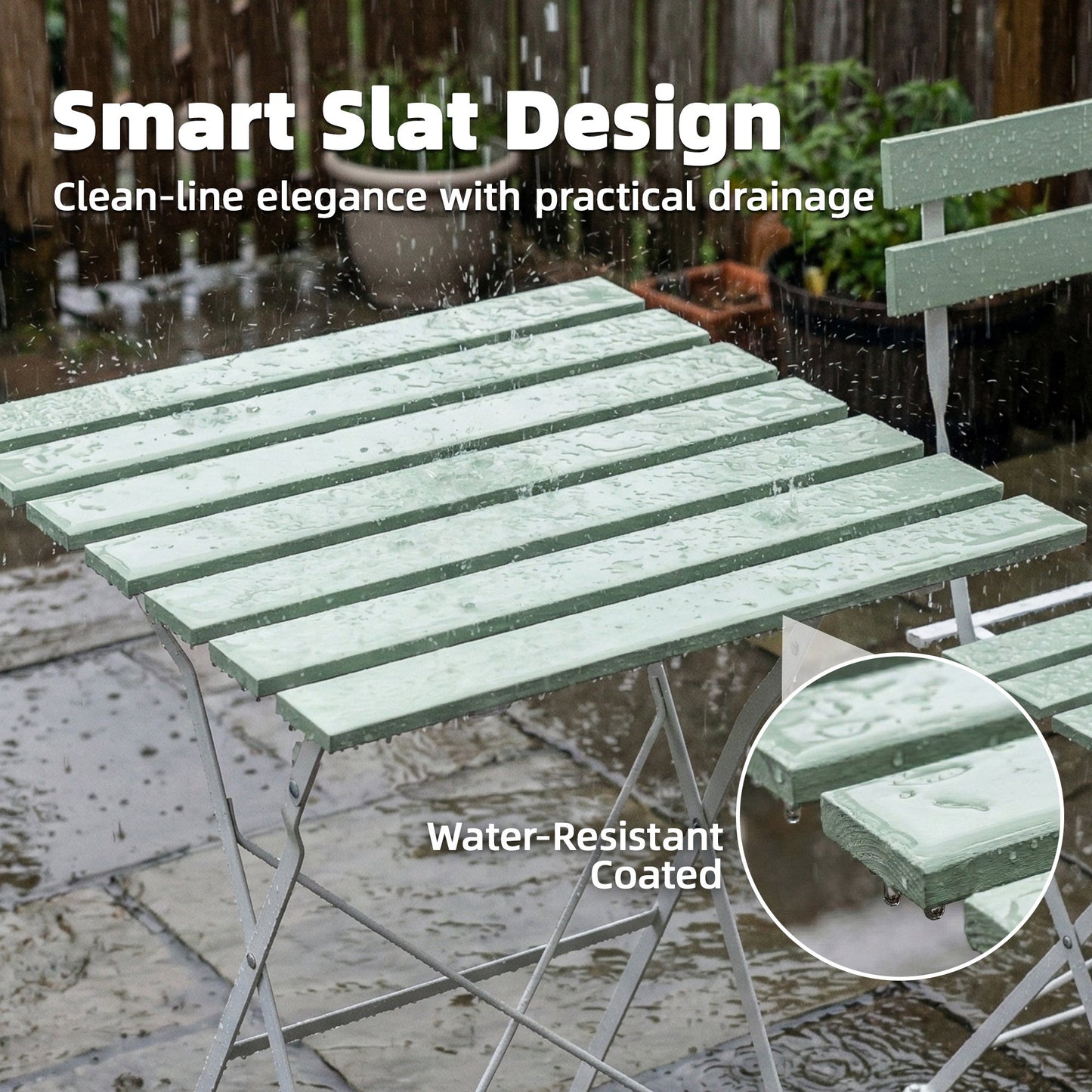 Outsunny Outdoor Folding Bistro Set With Table And Two Chairs For Two People Patio Balcony White And Green