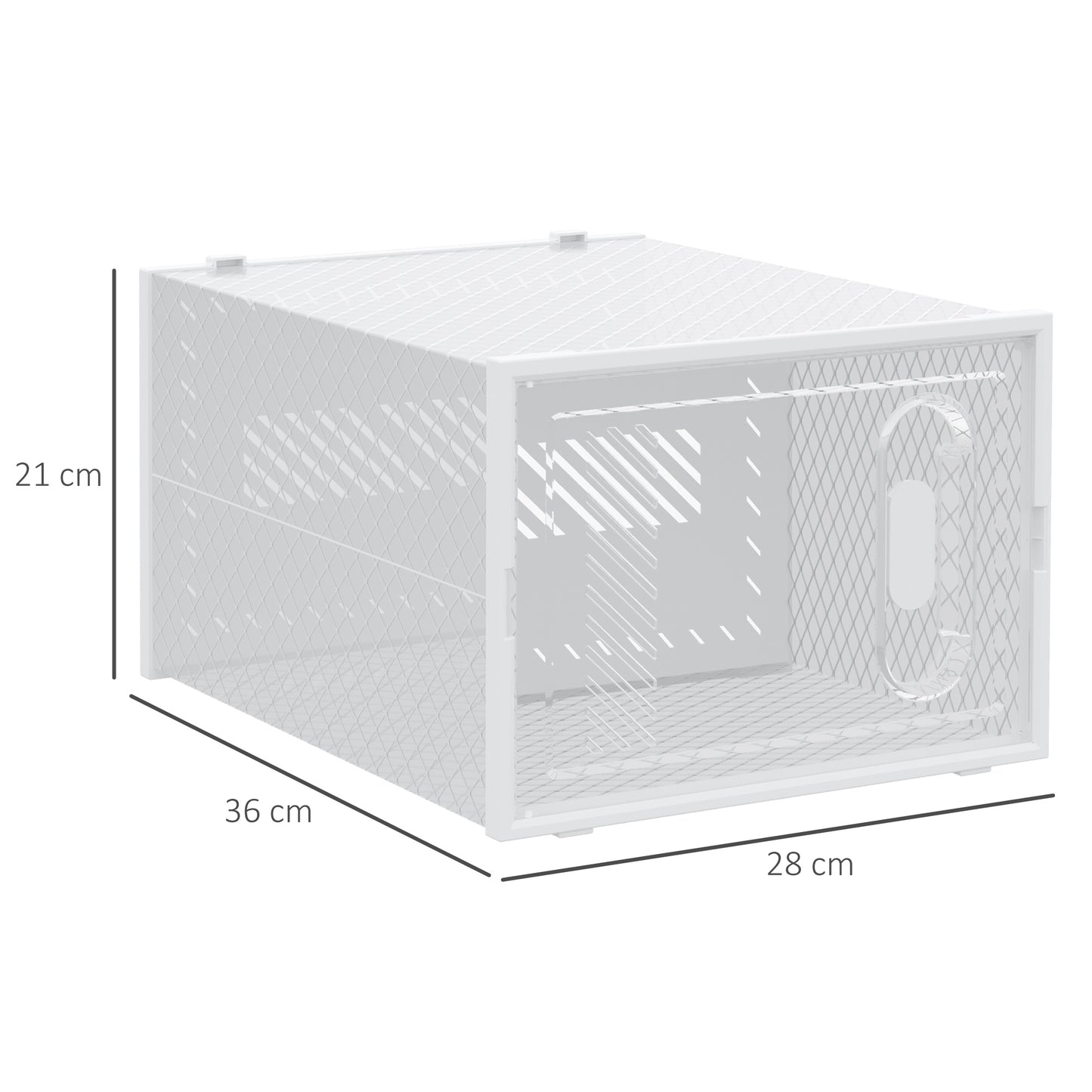 HOMCOM Eight Piece Clear Shoe Box Set Stackable Plastic Storage With Magnetic Door Fits UK EU Size 12 To 46