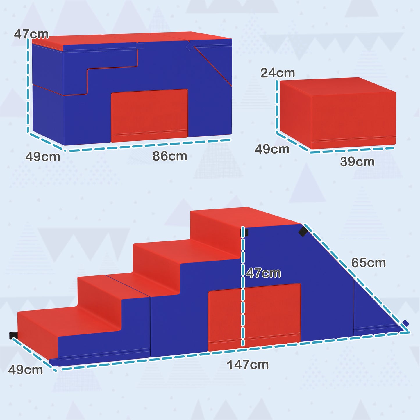 HOMCOM Dark Blue 2-Piece Soft Play Foam Climber Set for Toddlers, Ideal for Ages 1-3 - ALL4U RETAILER LTD