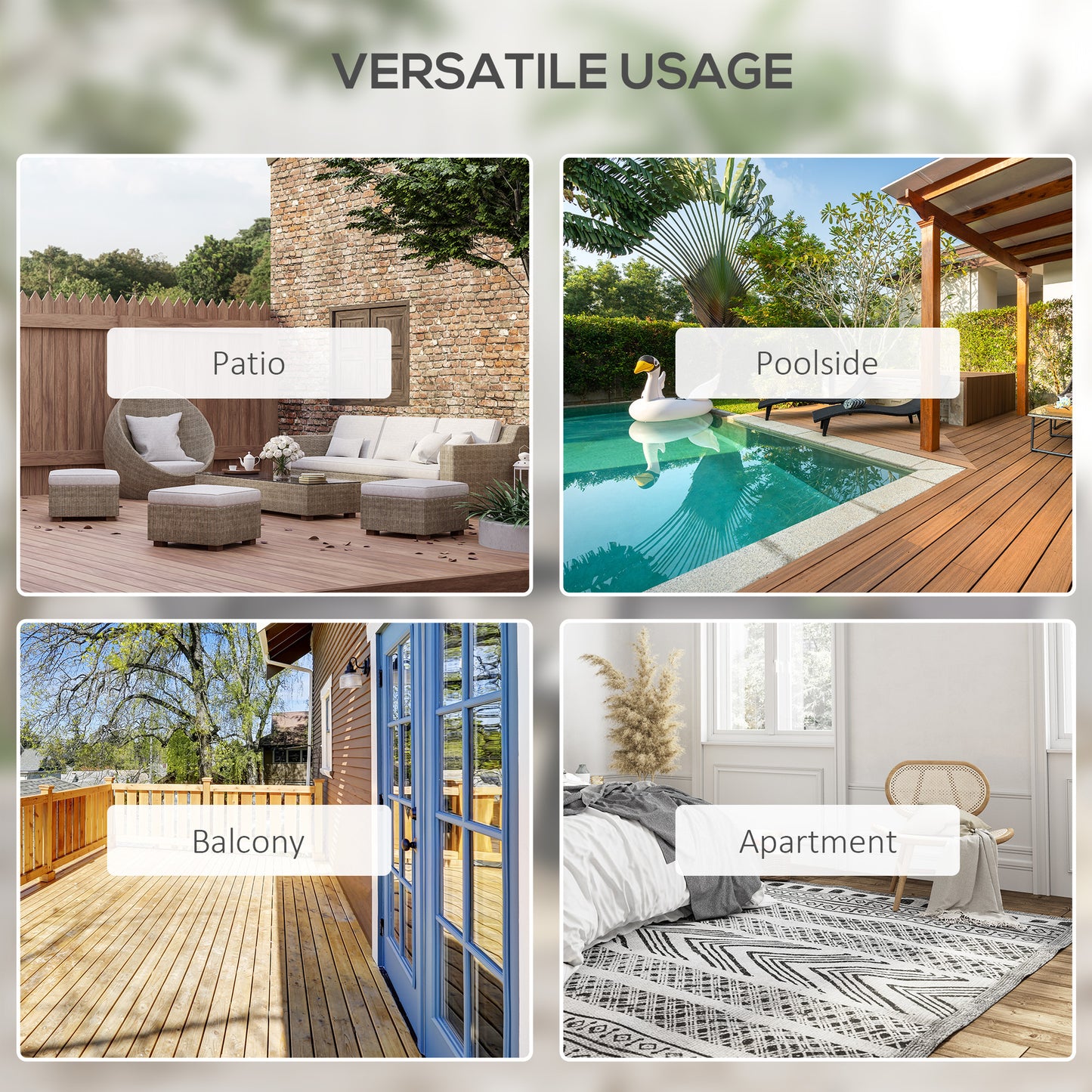 Outsunny Set of Four Folding Garden Chairs Light Brown with Breathable Textilene Panels and Powder Coated Metal Frames