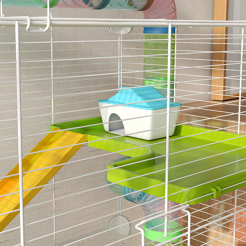 PawHut Spacious Hamster Habitat with Water Bottle, Exercise Wheel, and Fun Tubes - Green - ALL4U RETAILER LTD