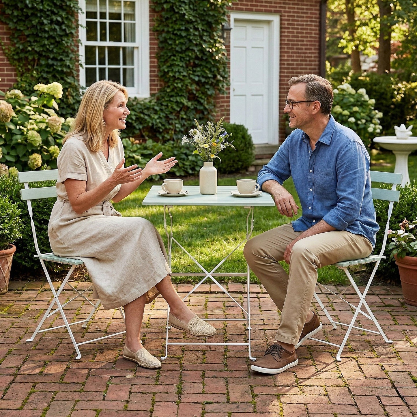 Outsunny Outdoor Folding Bistro Set With Table And Two Chairs For Two People Patio Balcony White And Green
