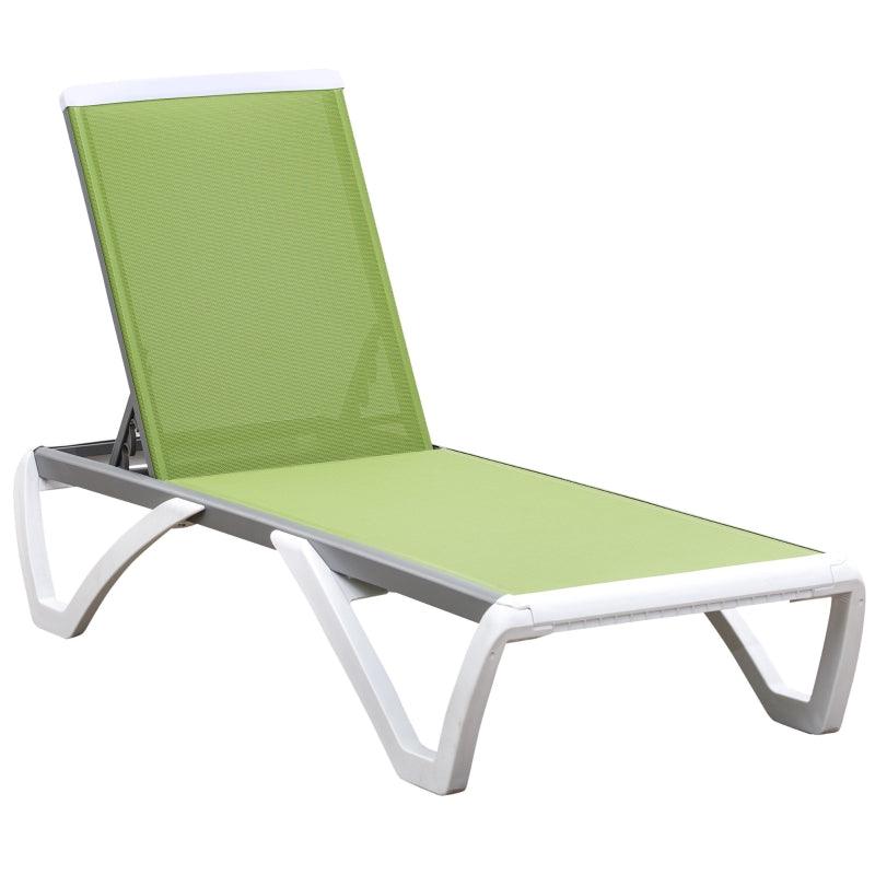 Outsunny Green Chaise Patio Lounge - 5-Level Adjustable Back for Ultimate Comfort - ALL4U RETAILER LTD