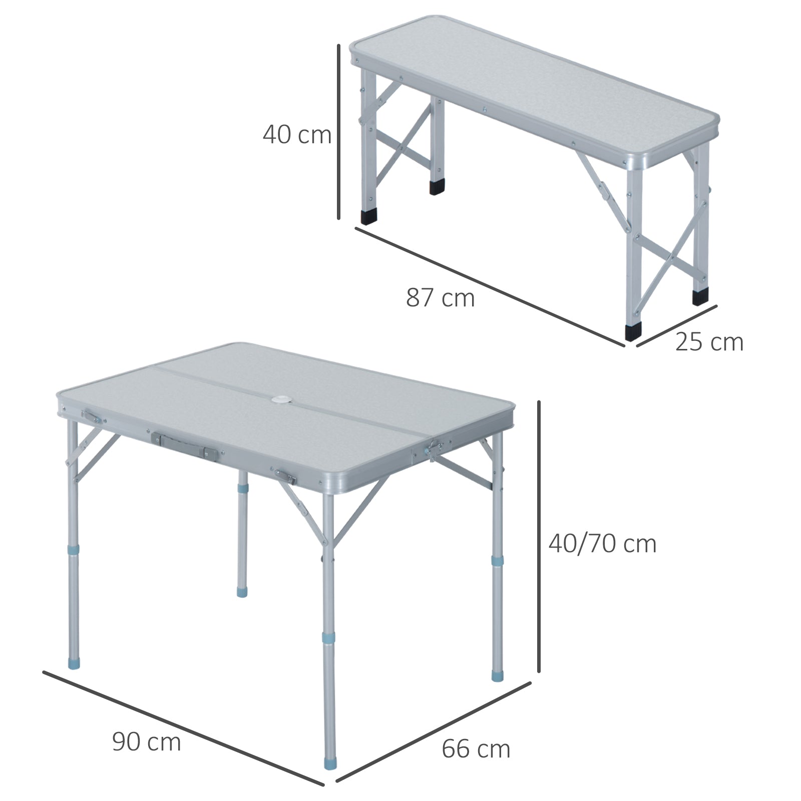 Outsunny Portable Aluminum Folding Picnic Table and Chairs Set for Camping and BBQ - ALL4U RETAILER LTD