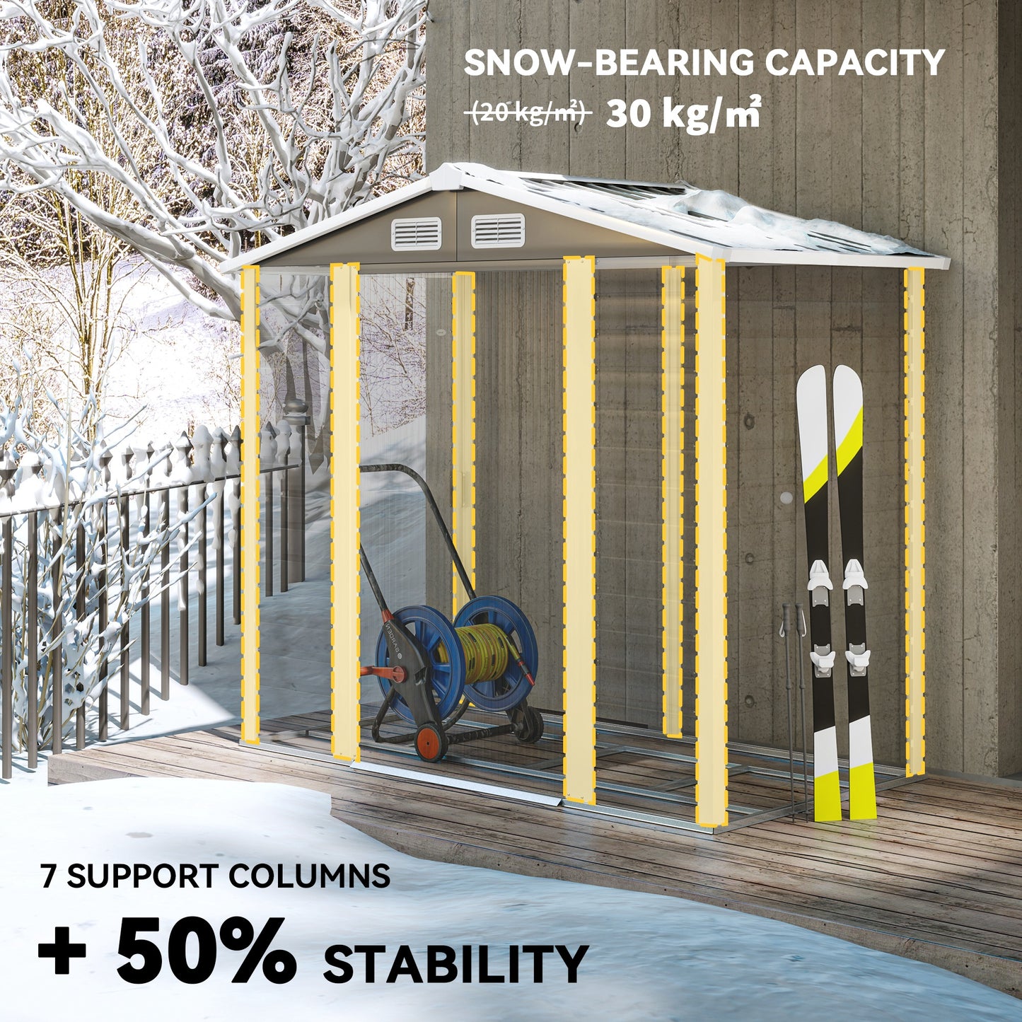 Outsunny 7x4ft Garden Shed Easy To Assemble With Galvanised Steel Frame Foundation Kit Double Doors With Lock And Vents