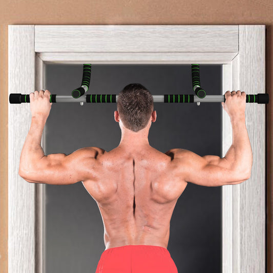 HOMCOM Doorway Pull-Up Bar - Indoor Fitness Horizontal Bar for Chin-Ups and Push-Ups, Green - ALL4U RETAILER LTD