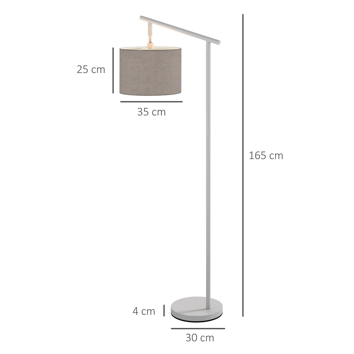 HOMCOM Modern Grey Floor Lamp for Living Room and Bedroom, LED Bulb Included - ALL4U RETAILER LTD