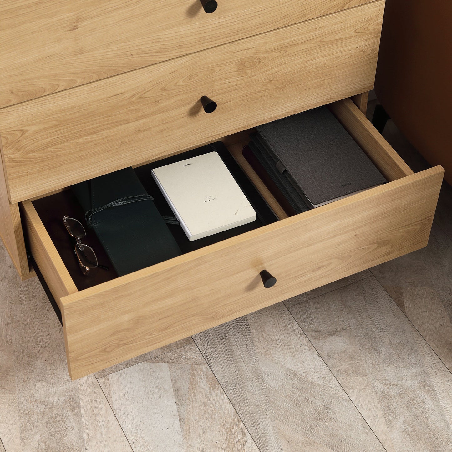 HOMCOM 3-Drawer Storage Chest with Wood Legs for Bedroom and Living Room, Natural Finish - ALL4U RETAILER LTD