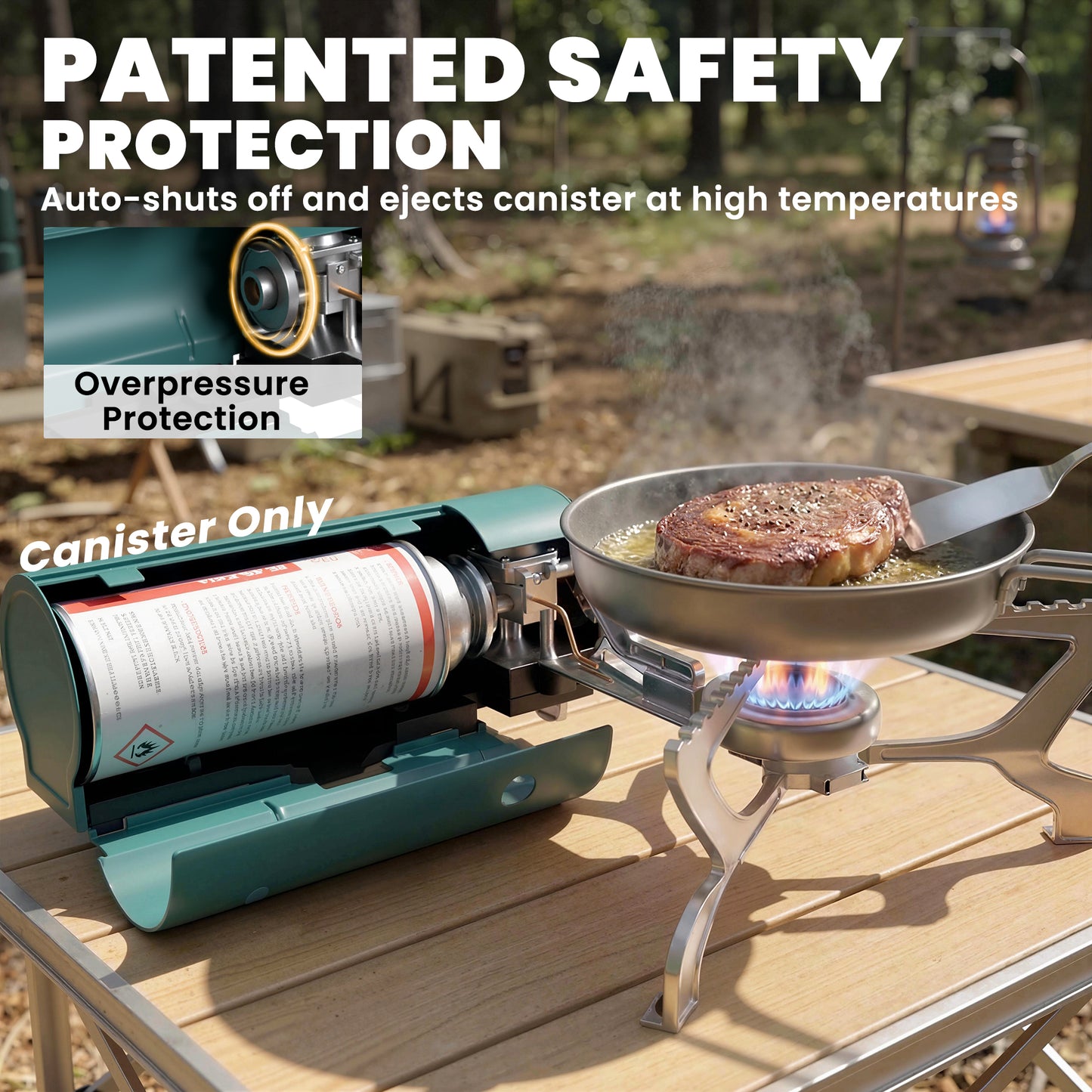 Outsunny 2670W Foldable Camping Stove With Safety Shut Off And Piezo Ignition Carry Bag Green