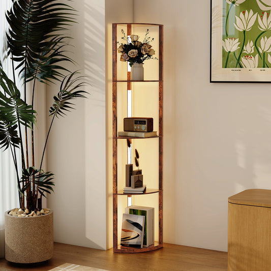 Homcom Three Tier Corner Floor Lamp With Adjustable Brightness And 3000K LED Backlight
