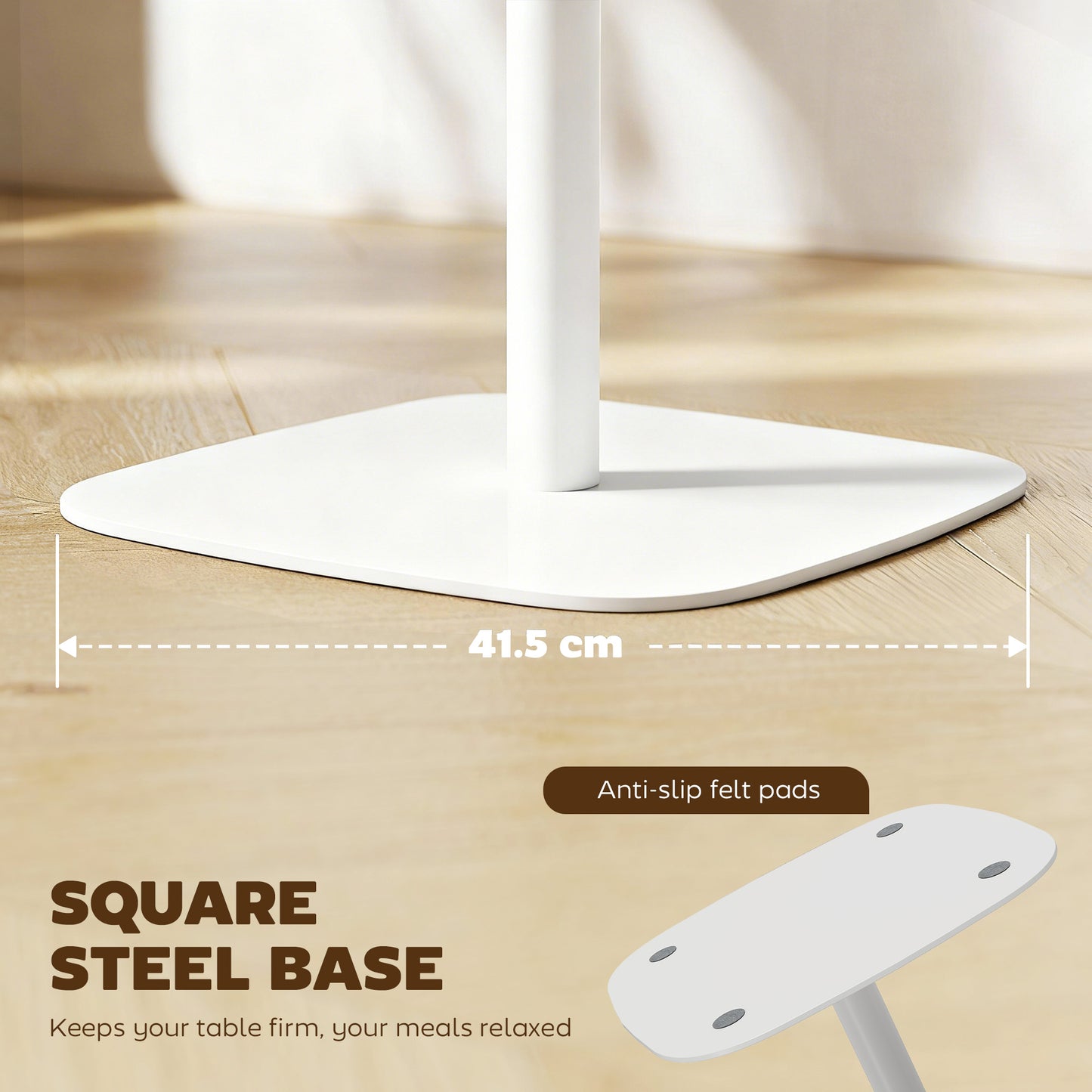 HOMCOM 60 Cm Square Dining Table With Wood Veneer Top And Steel Pedestal Base Natural Wood Finish