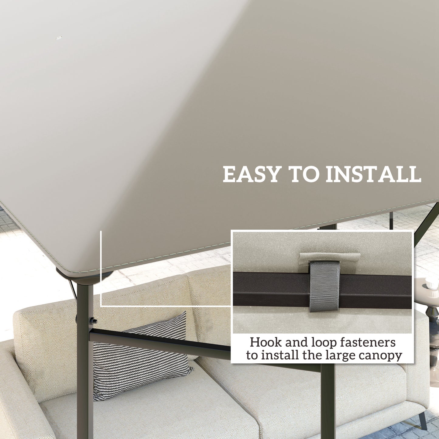 Outsunny 3 x 3m Gazebo Canopy Replacement for 01-0867 Series Light Grey PA-Coated Polyester UPF30 Sun Protection