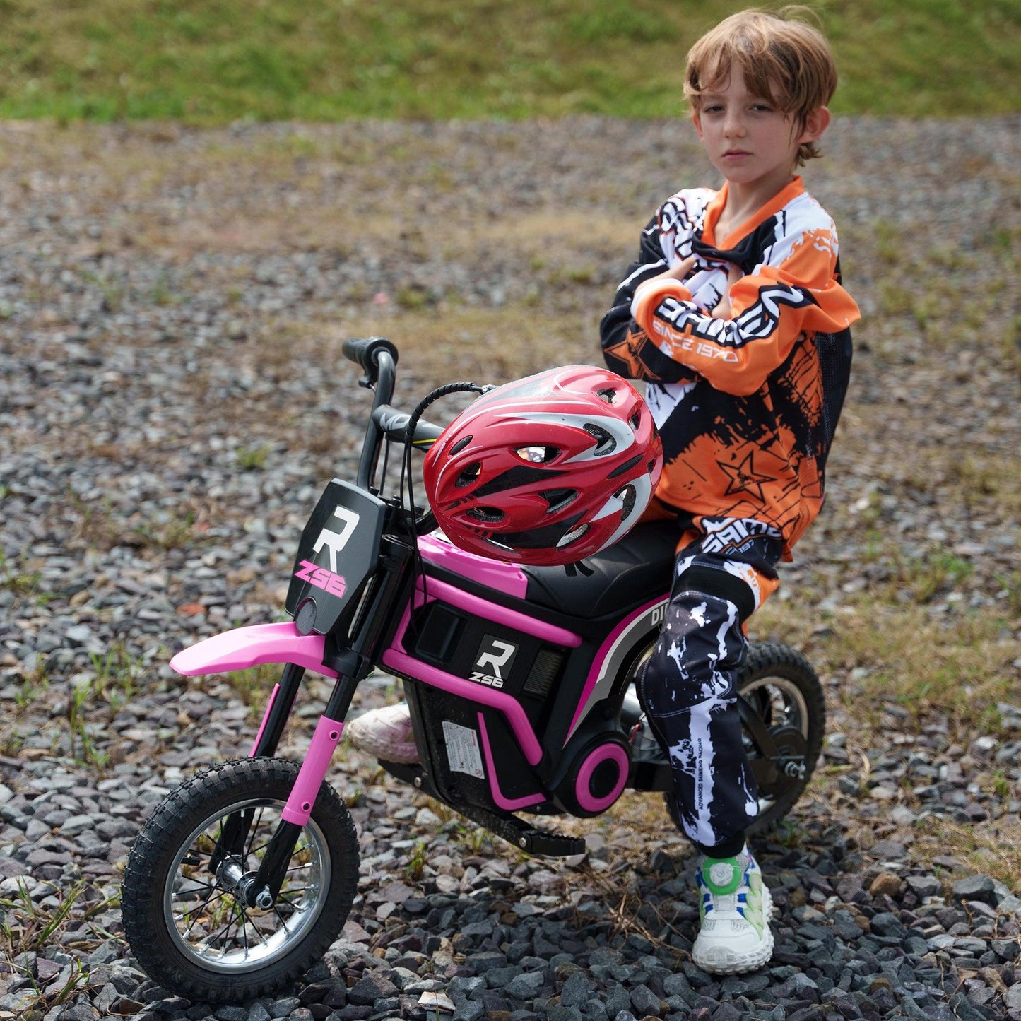 HOMCOM 24V Kids Electric Motorbike with Twist Grip Throttle, Music, Horn - Pink - ALL4U RETAILER LTD