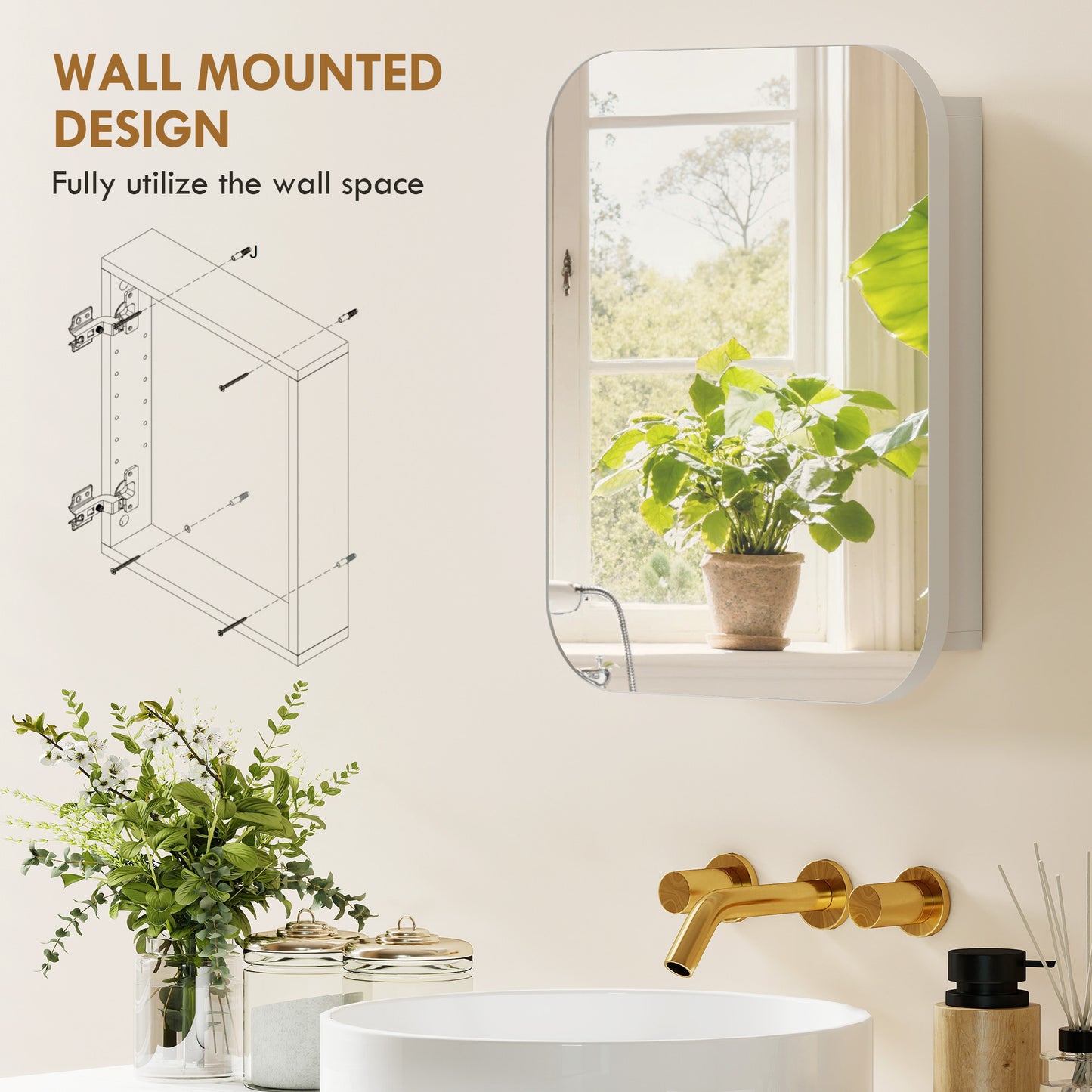 HOMCOM White Bathroom Medicine Cabinet With Mirror And Adjustable Shelves Soft Close Hinges