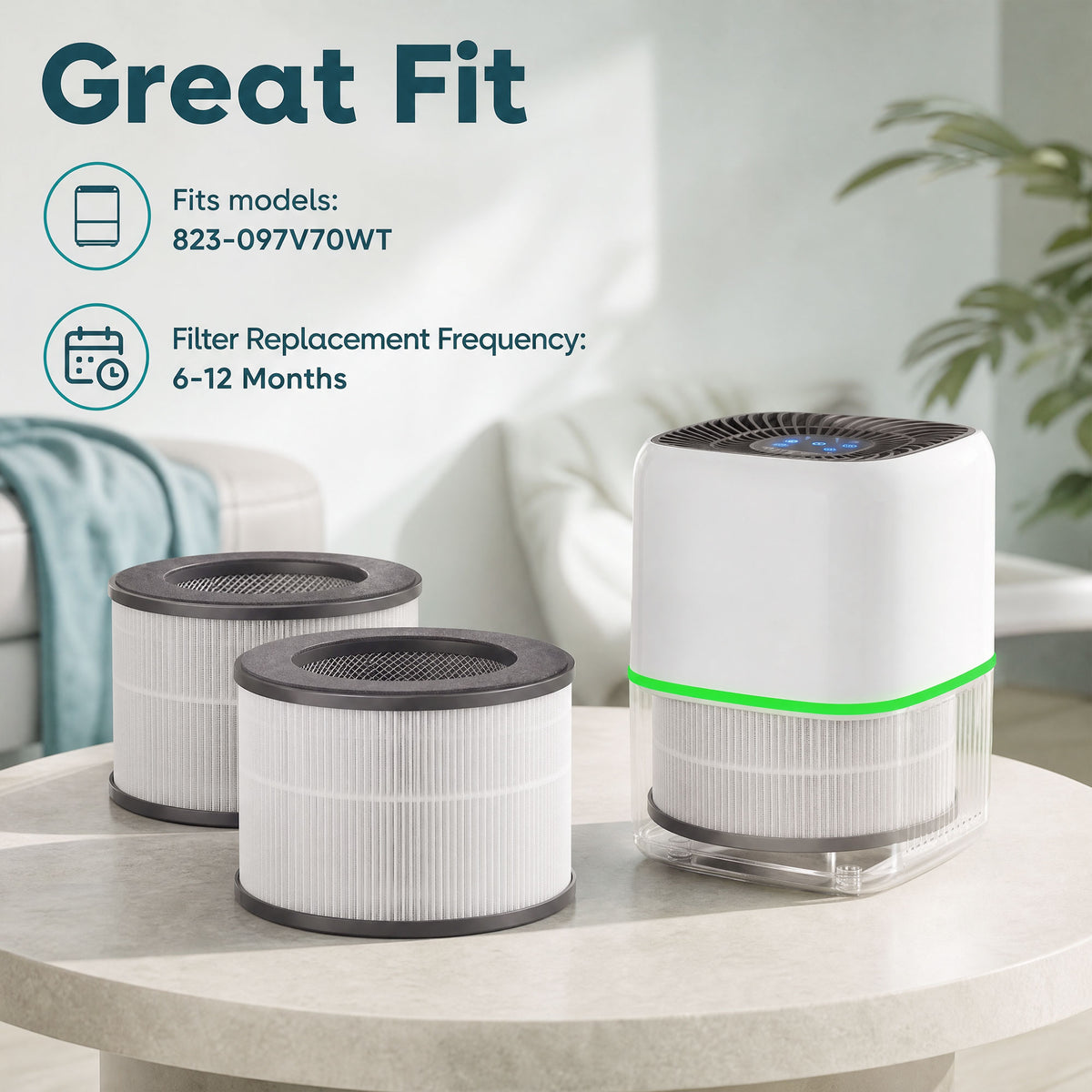 HOMCOM H13 HEPA Replacement Filter for Air Purifier with Activated Carbon 2 Pack