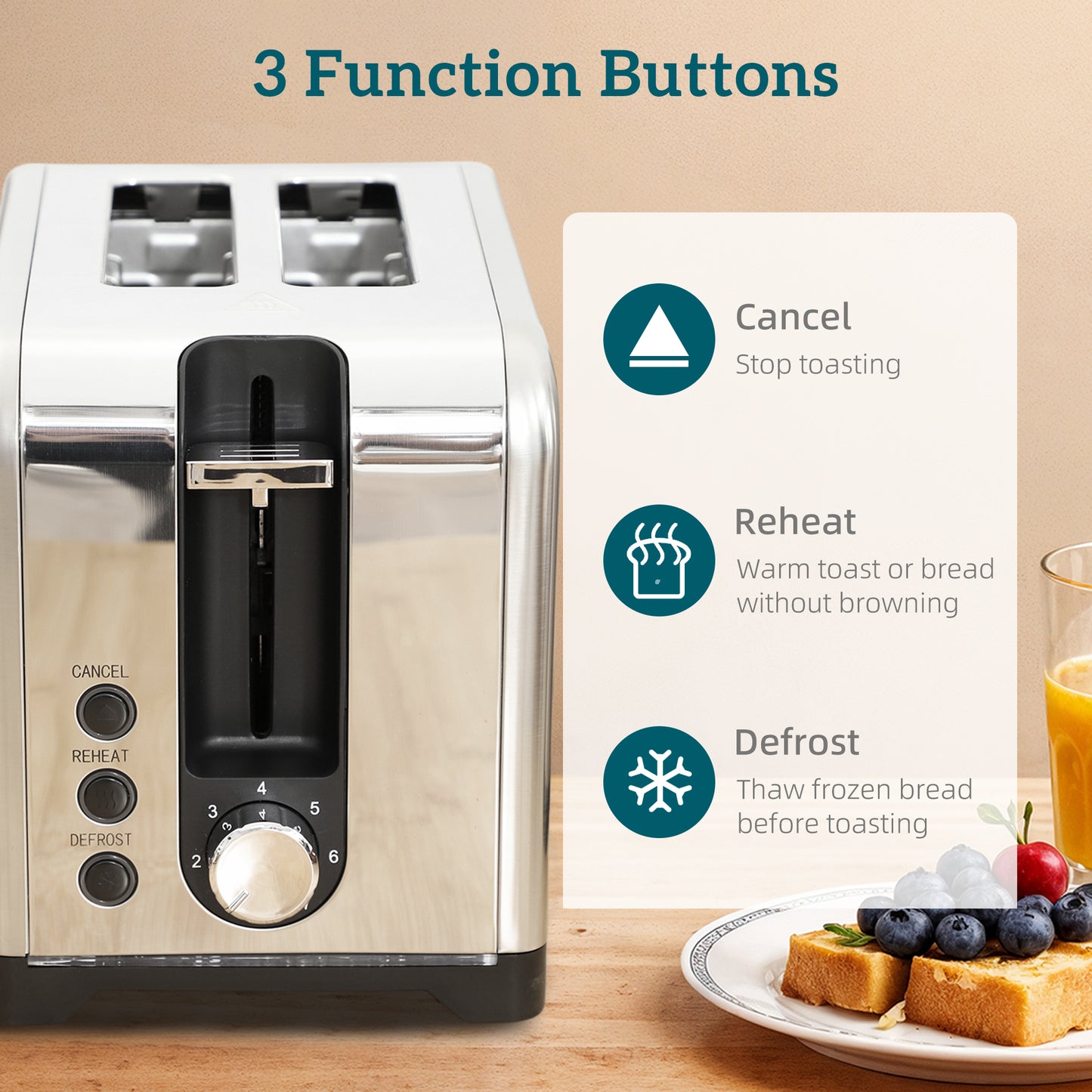 HOMCOM Polished Toaster and Kettle Set Silver Tone With 1.7L Kettle Capacity and LED Indicator