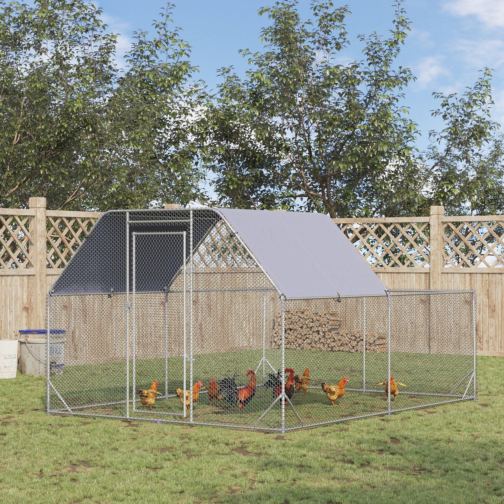 PawHut Large Outdoor Chicken Run Coop for 10-12 Chickens, 2.8x3.8x2m - ALL4U RETAILER LTD