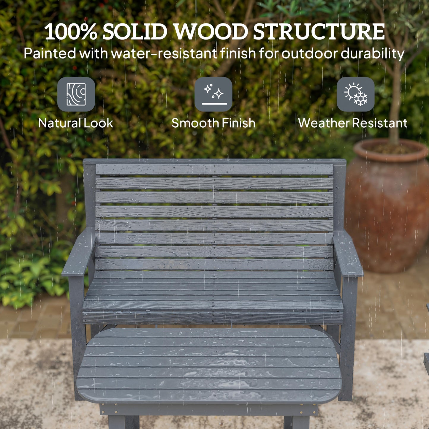 Outsunny 4 Piece Wooden Garden Furniture Set Outdoor Patio Sofa Set With 2 Armchairs Loveseat and Coffee Table Grey